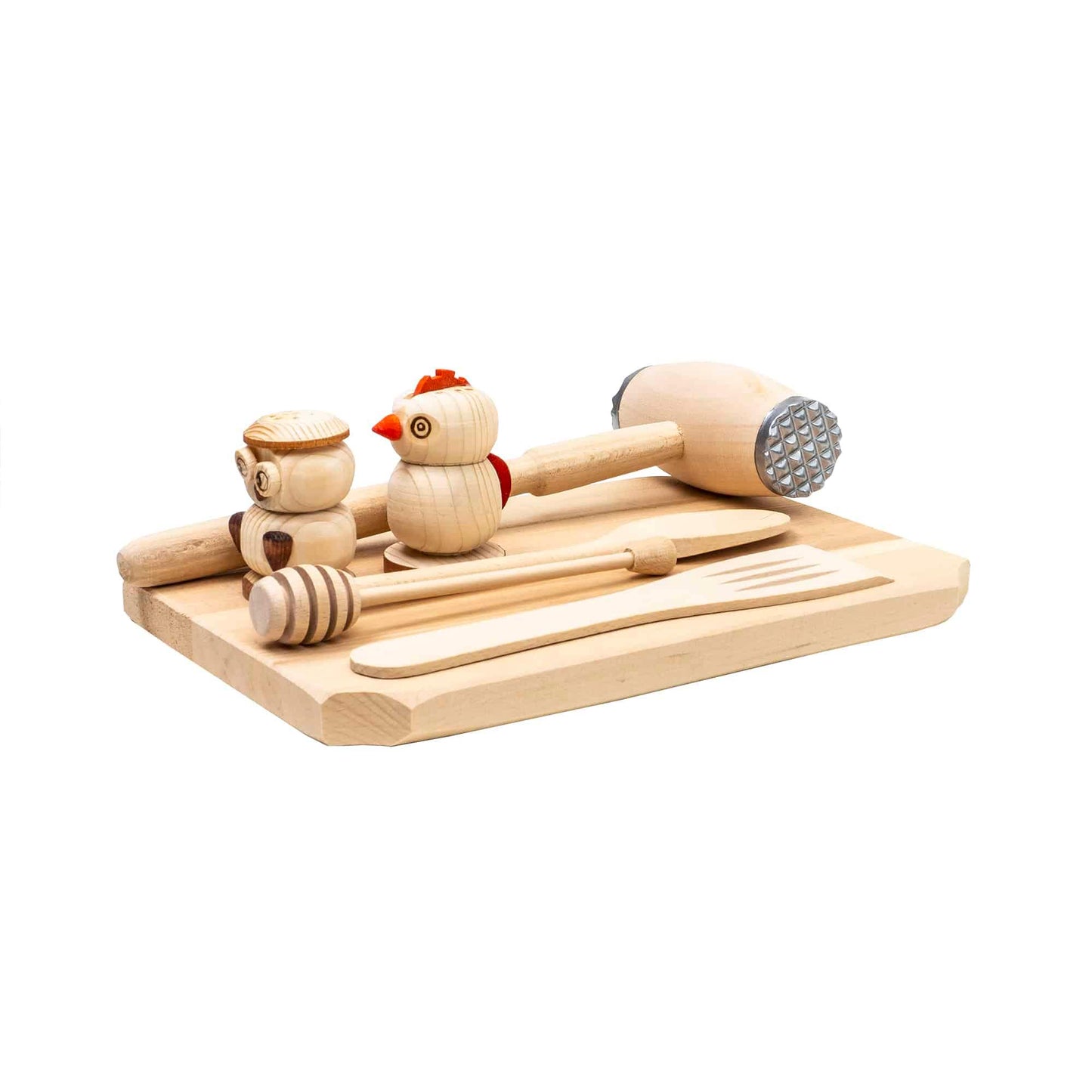 Set tocator dreptunghiular din lemn de fag, 7 piese, 30x20x2cm / 1512