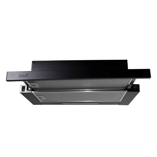 Hota telescopica cu motor dublu, 2 filtre aluminiu, incorporabila, neagra, 420 m3/h / ZLN 3680