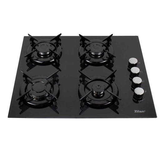Pachet plita incorporabila (0058), gaz butelie sau gaz natural (duze de schimb incluse), 59x51 cm, aprindere electrica, sticla neagra si hota perete 2 motoare (6201), 2 x 95w / SET 30005