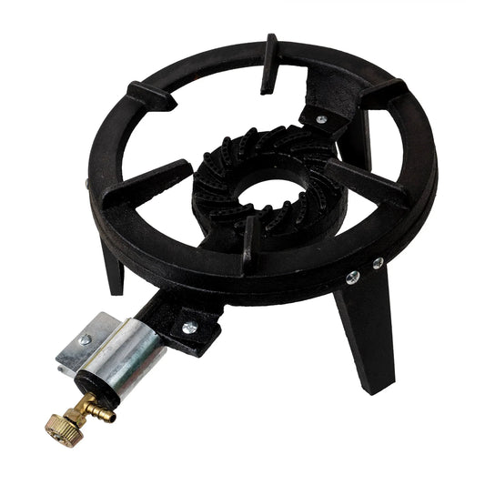 Set arzator rotund, pirostrie din fonta, (ZTS 5443) diametru 28cm, 2.5m furtun, 2 coliere, stut butelie / SET 30043