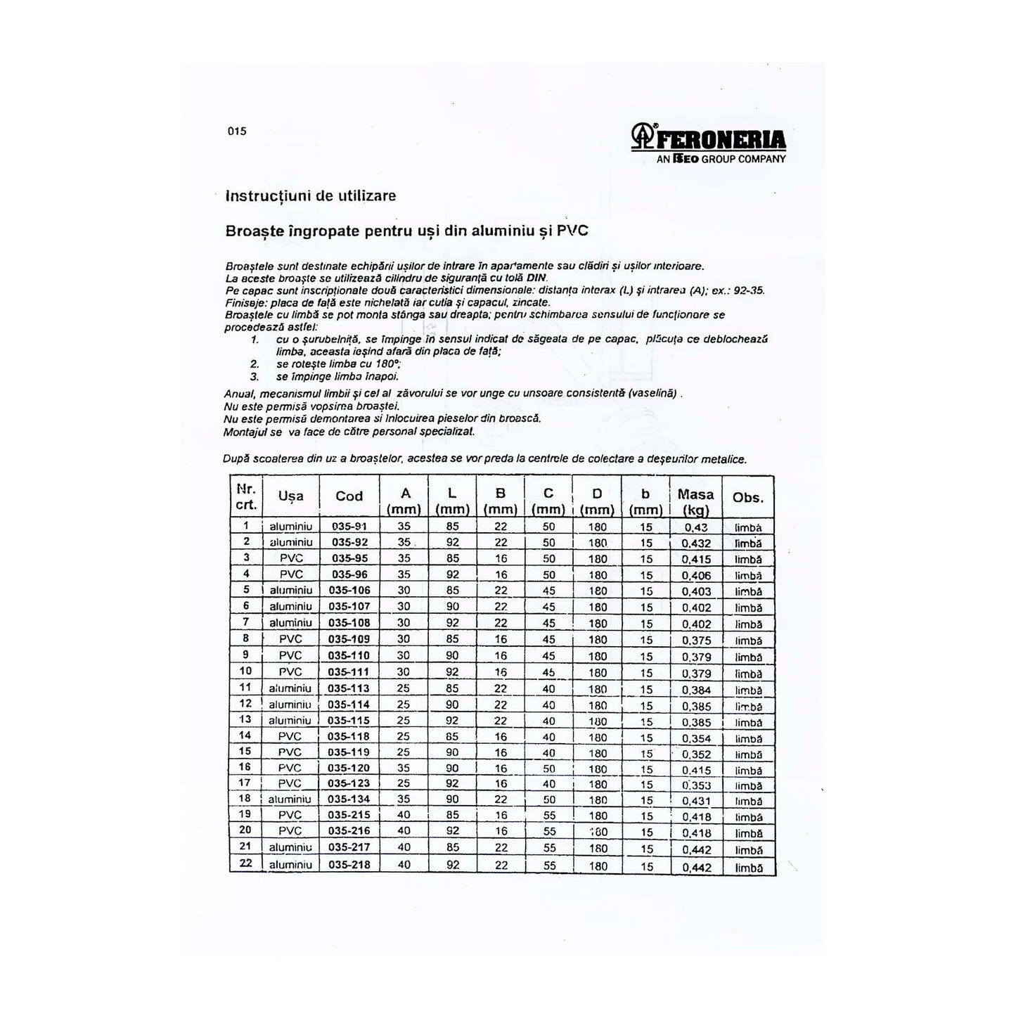 Broasca AL Y 35/90/22D/240 NI+ZA FER+T122 (I20)