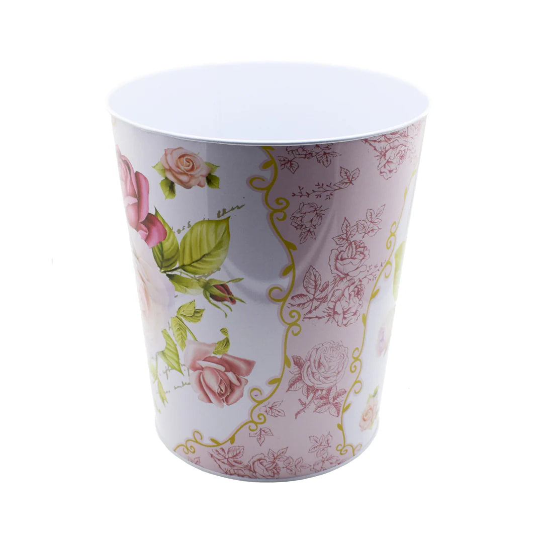 Cos decor din metal, Naimeed D2645, culoare Alb-Roz / Multicolor, 26 x 22 cm