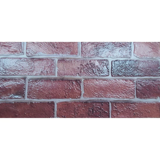 Set 12 panouri decorative, SXP + PVC, autoadezive, imitatie mozaic de caramida cu textura in relief, Naimeed D2949-model-5, 60x30x0.5 cm, Rosu