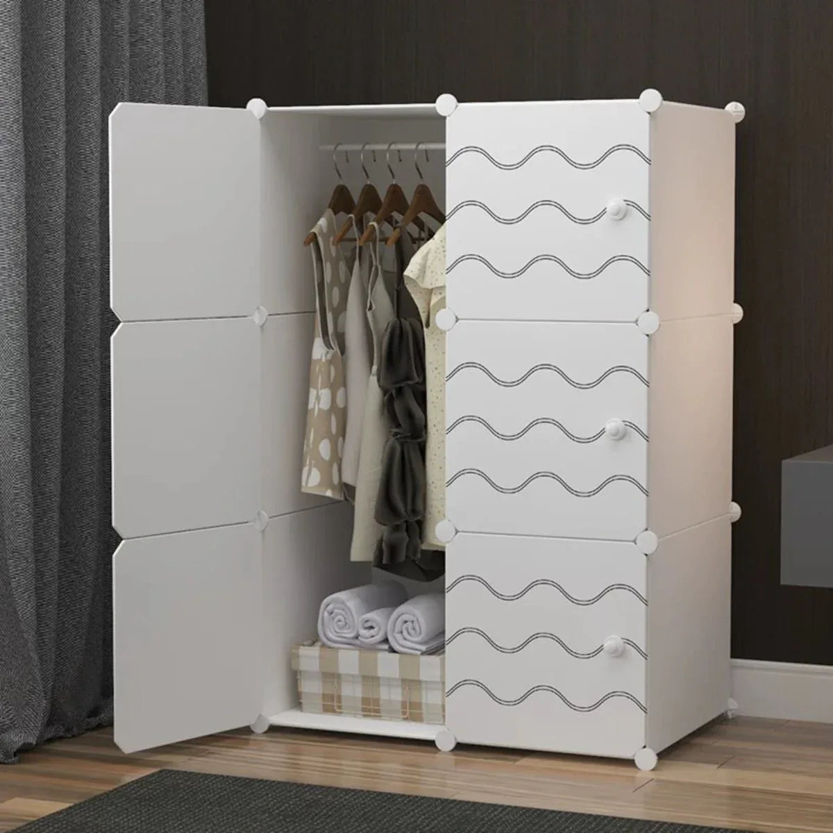 Dulap modular din plastic cu schelet metalic, D3244, culoare Alb, 110 x 75 x 37 cm