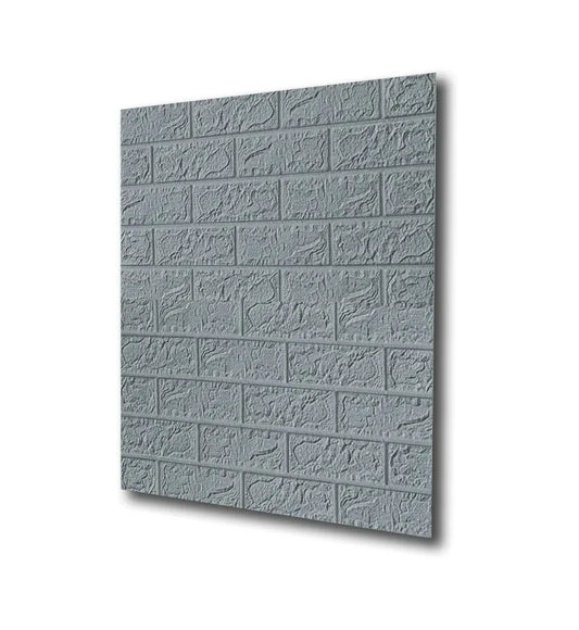 Set 10 x Tapet 3D autoadeziv, Naimeed D3314, model Caramida, 70 x 77 cm, Gri