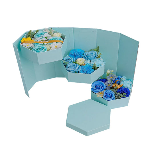 Aranjament floral elegant, flori de sapun, D4067, Blue