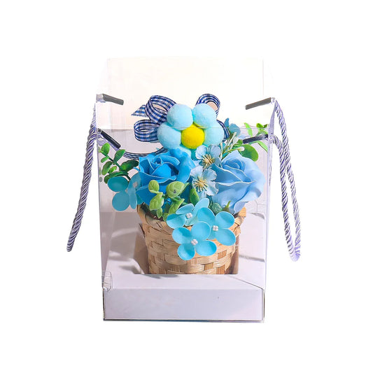 Aranjament floral elegant, flori de sapun, D4093, Blue