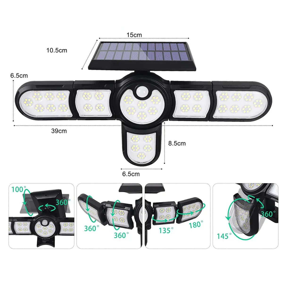 Lampa solara, cu senzor de miscare, lumina LED, acumulator, Naimeed D4333, 198 LED-uri