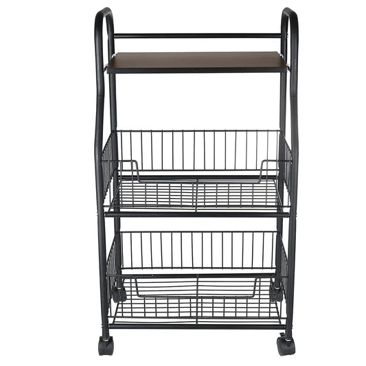 Raft metalic mobil, multifunctional, 3 polite, Naimeed D4401, Negru