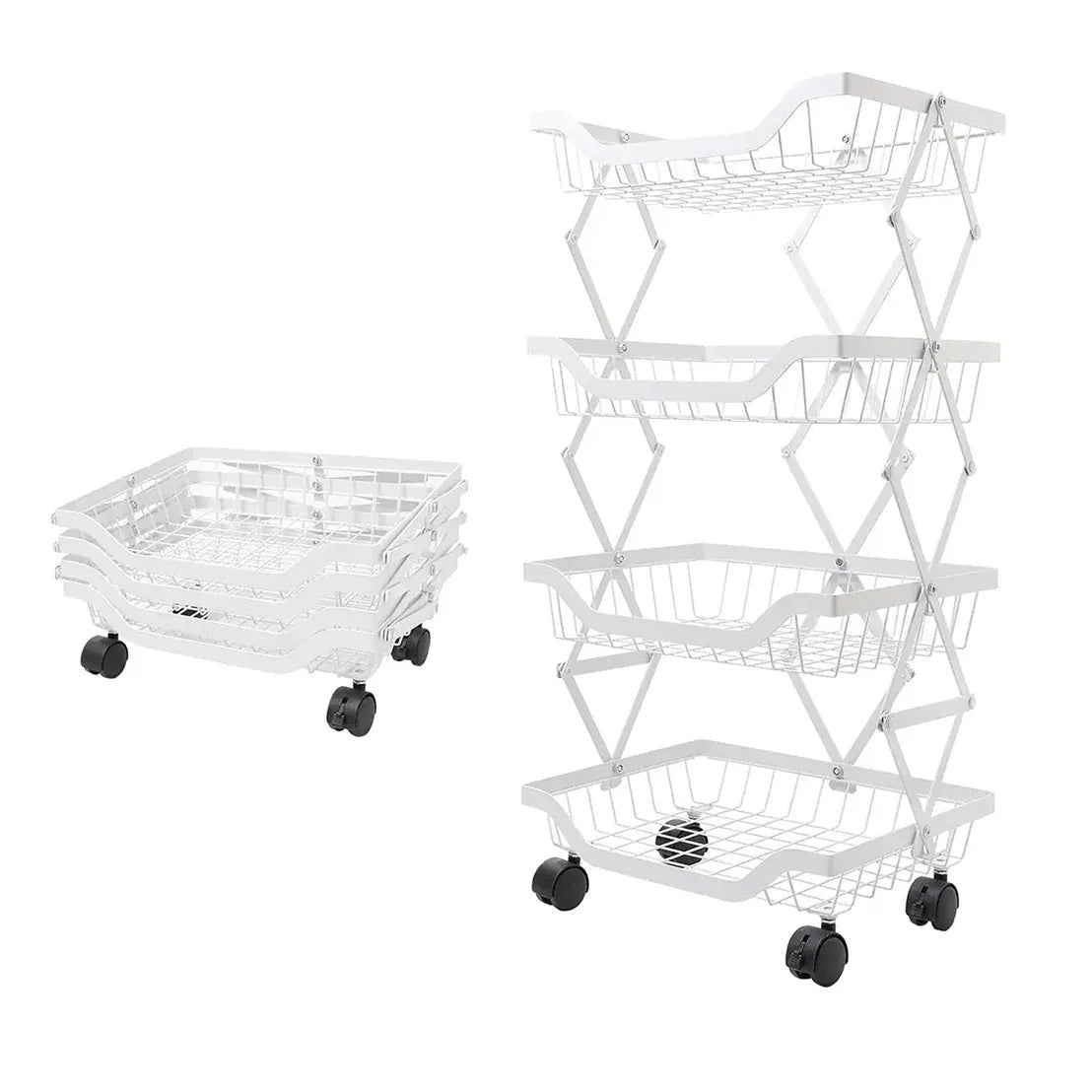 Raft metalic mobil, extensibil, 4 cosuri, Naimeed D4484, Alb