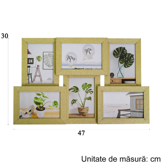 Rama foto, 6 poze, Naimeed D4592G, Auriu