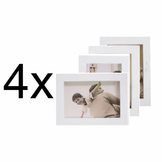 Set 4 rame foto, Naimeed D4597W, 2 polite si 3 ornamente, Alb