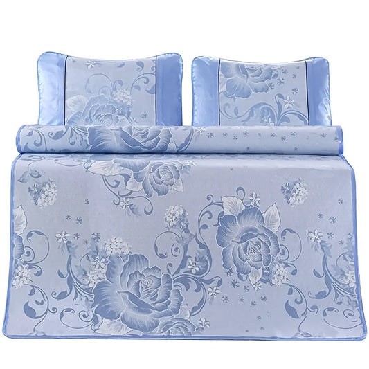 Set lenjerie pat dublu, latime 145cm, Naimeed D4911, Albastru