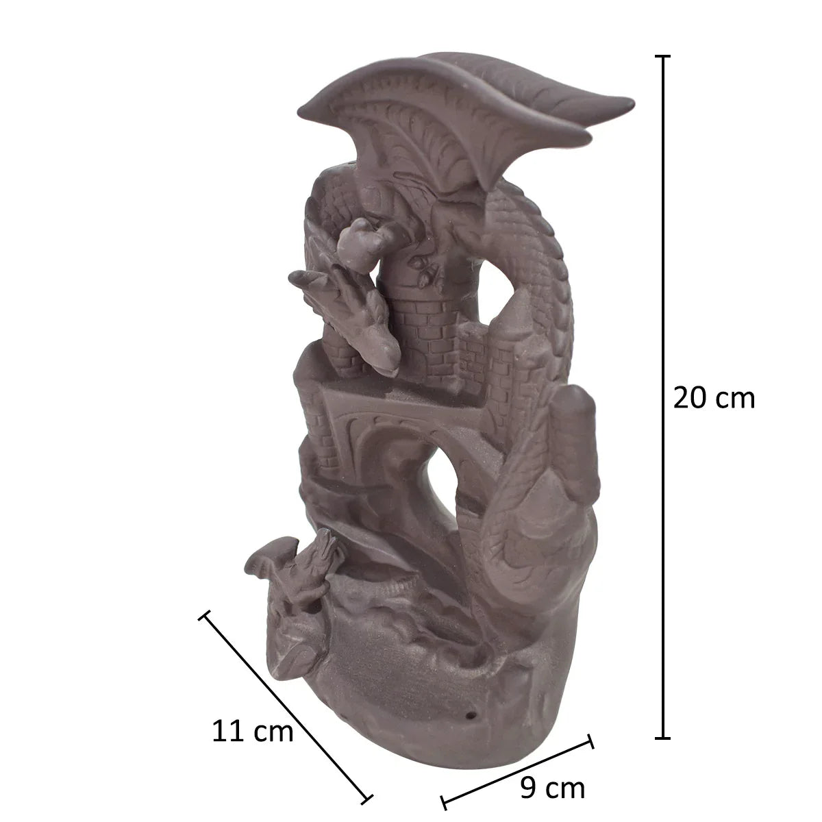 Suport conuri parfumate, Naimeed D5076, cascada de fum, aromaterapie, ceramica, Maro, 11x9x20cm