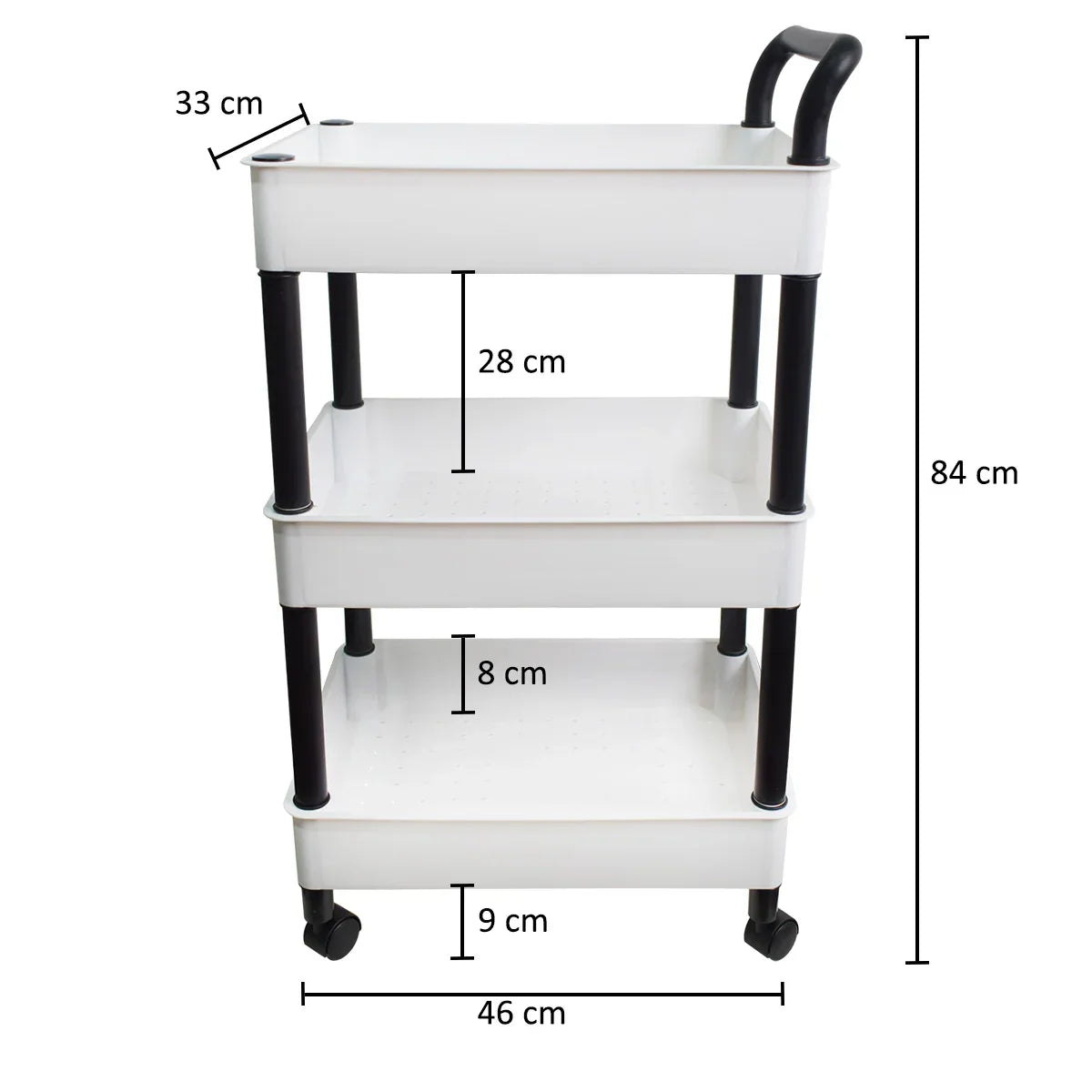 Raft multifunctional, 3 niveluri, Naimeed D5288, Alb/Negru, 46x33x84cm