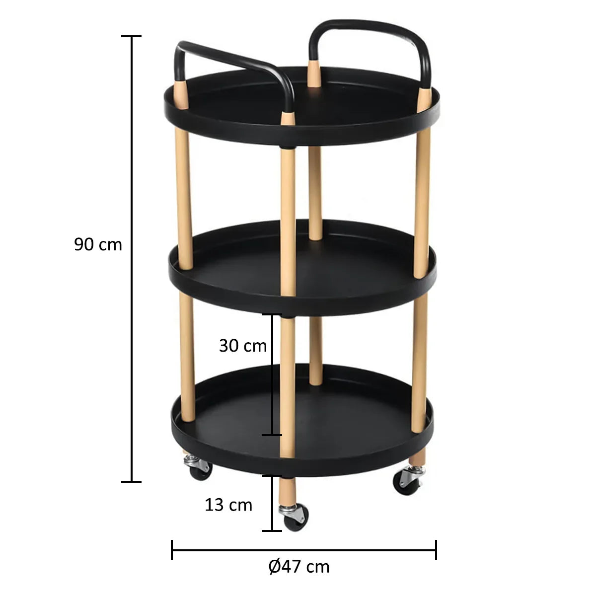 Raft multifunctional, 3 niveluri, Naimeed D5290, Negru, 47x47x90cm