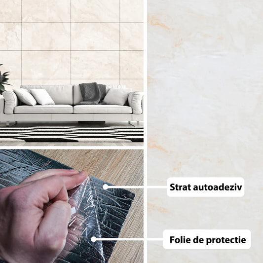 Rola panou autoadeziv, Naimeed D5680, design modern, 2mm grosime, 60x300cm, Crem