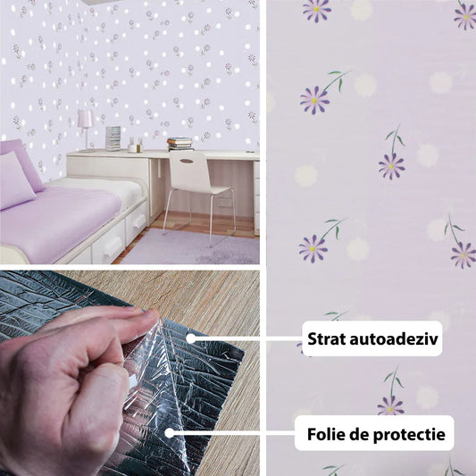 Rola panou autoadeziv, Naimeed D5688, design modern, 2mm grosime, 60x300cm, Mov