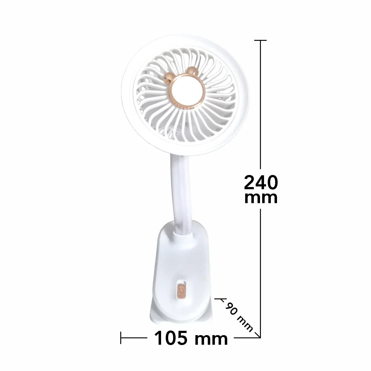 Ventilator, cu acumulator, Naimeed D5862, USB, Alb, 105x240x90mm