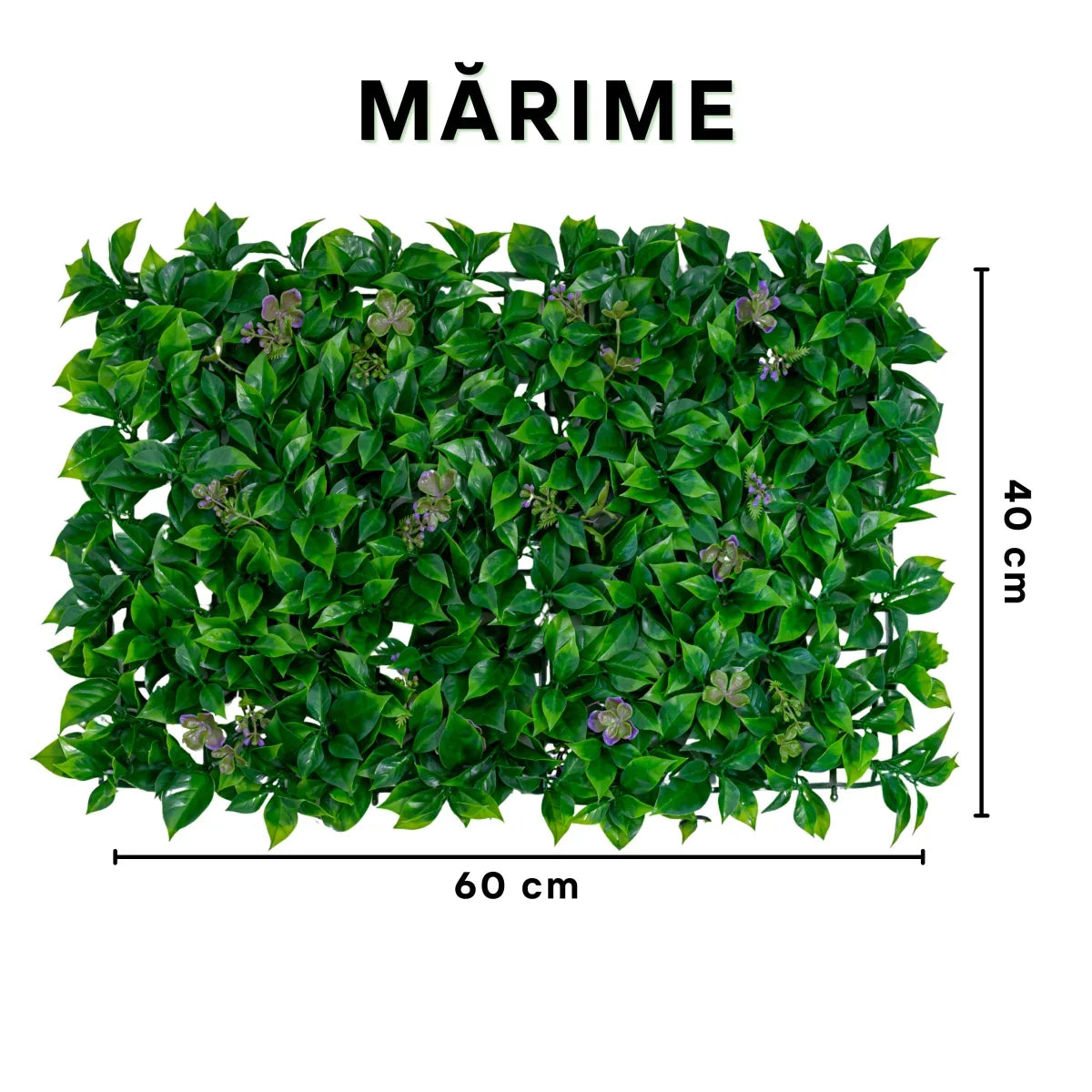 Panou din plante artificiale, cu frunze, Naimeed D5901, Verde Inchis, 600x400mm