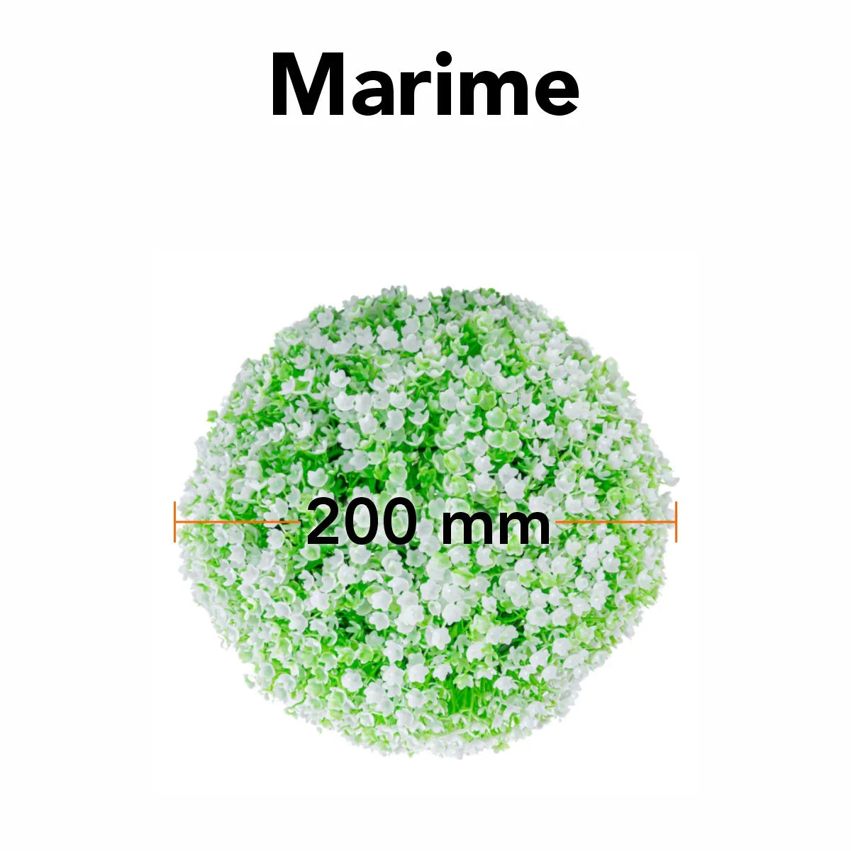 Sfera din plante artificiale, cu flori, Naimeed D5932, Verde-Alb, 200mm