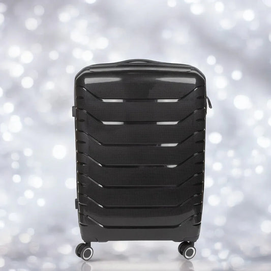 Troler voiaj Mare L, StowAway, Naimeed D5966, 4 roti duble 360 grade detasabile , PP, inchidere cifru, Negru, 44x26x61cm
