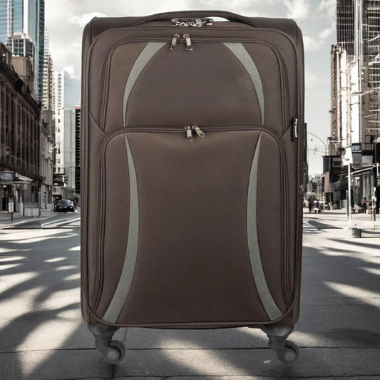 Troler voiaj Mare, Naimeed D5982, 4 roti, material textil, inchidere cifru, Maro, 45x30x73cm