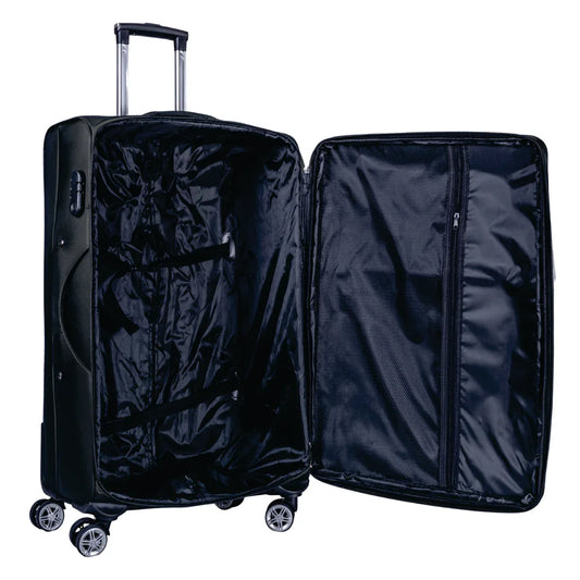 Troler voiaj Mare, Naimeed D5998, 4 roti duble 360 grade, material textil, inchidere cifru, Negru, 46x27x78cm