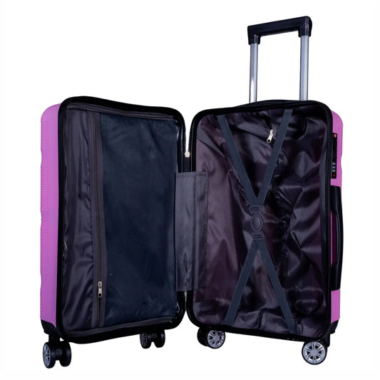 Troler voiaj Mediu, Naimeed D6010, 4 roti duble 360 grade, PP, inchidere cifru, Roz, 39x22.5x54cm