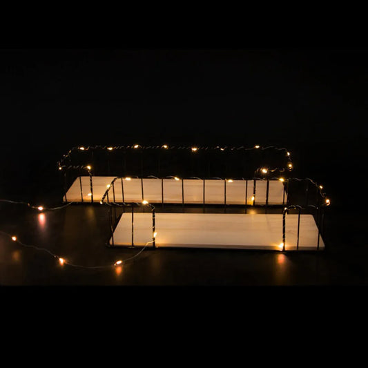 Set 2 Etajere Suspendate, Luminite Led, Negru, Naimeed D61N, 44.5x13x7.5 cm