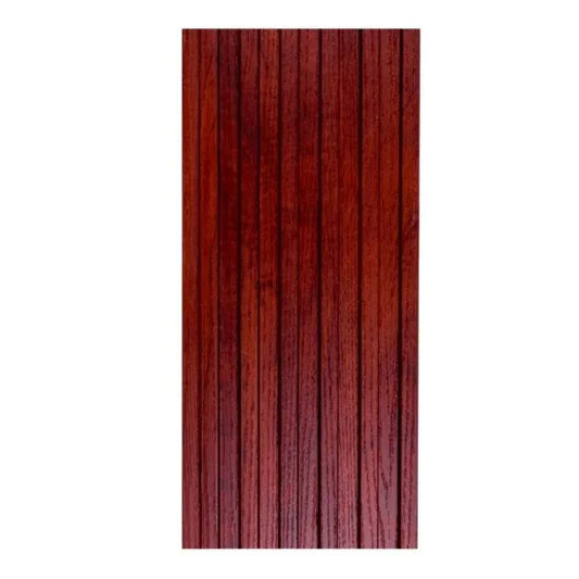 Set 5 panouri decorative, riflaj WPC, cu 6 caneluri, Naimeed D6222, 260x17x1.8cm, Maro Rubin