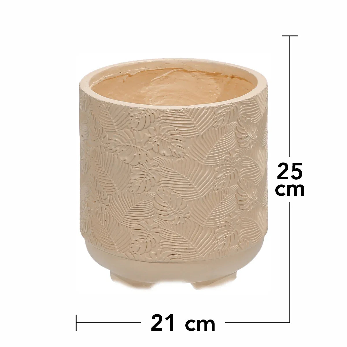 Ghiveci ecologic, Eco-friendly, Naimeed D6394, Mic, din materiale minerale, Crem, 25x21x21cm