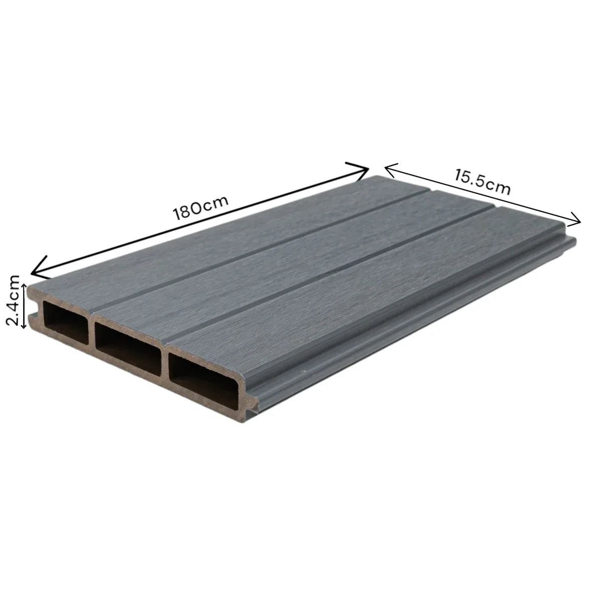 Placa de gard 3D, din compozit de lemn si plastic WPC, Naimeed D6474, 180x15,5x2.4cm, Gri