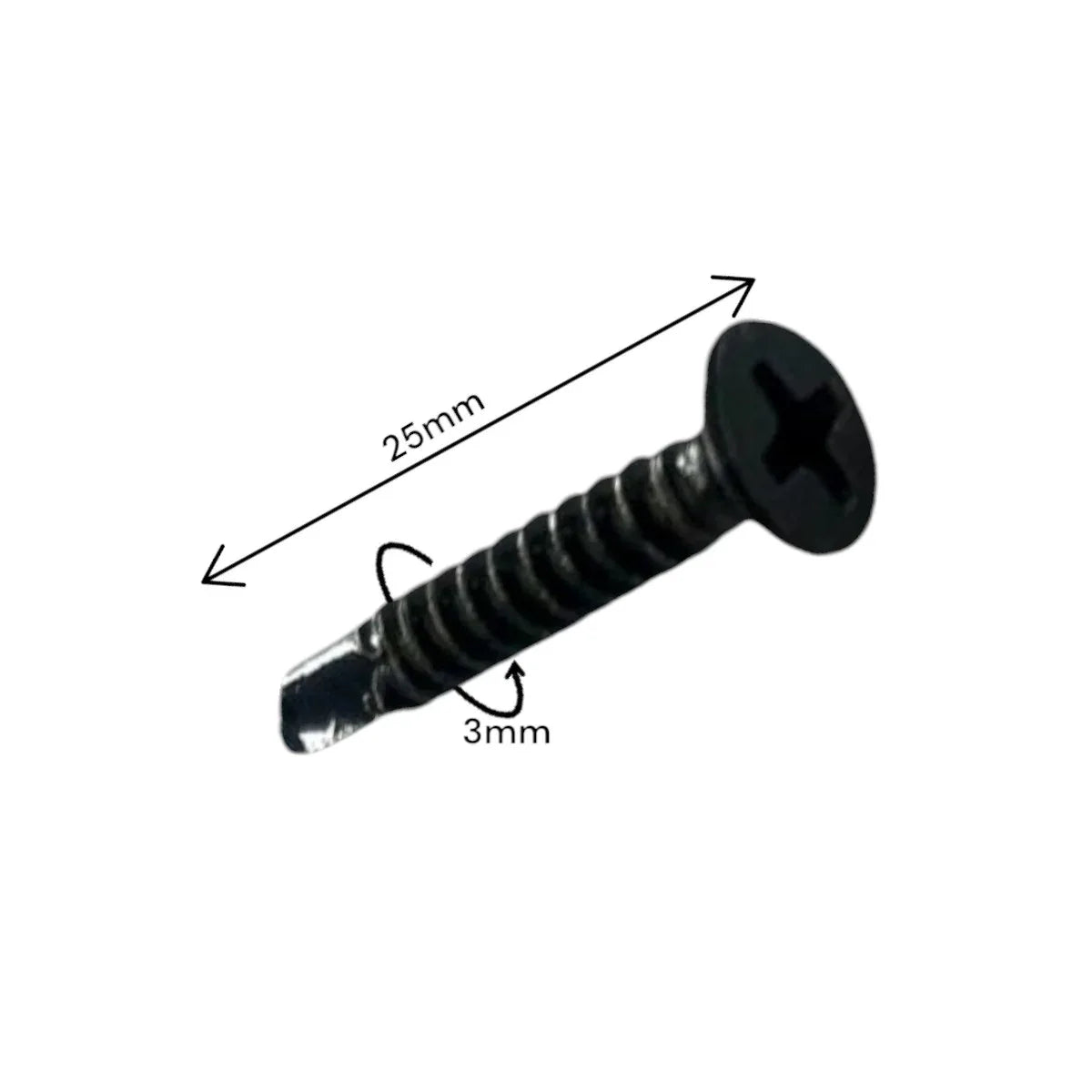 Surub pentru fixarea sinei de placa de gard, fier zincat, Naimeed D6482, 25x3 mm, Negru