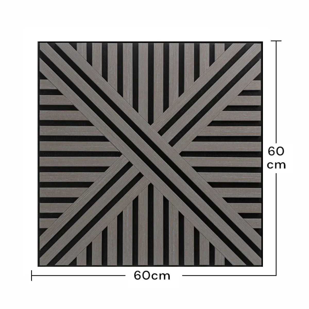 Set 5 Panouri riflaje acustice decorative, MDF si pasla, Naimeed D6765, 60x60x1.8cm, Gri