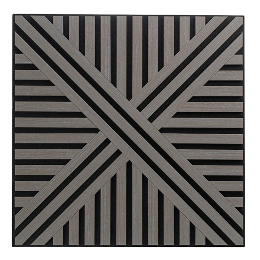Set 5 Panouri riflaje acustice decorative, MDF si pasla, Naimeed D6765, 60x60x1.8cm, Gri