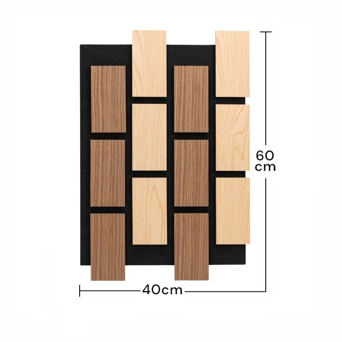 Set 5 Panouri riflaje acustice decorative, MDF si pasla, Naimeed D6775, 60x40x2.1cm, Stejar/Stejar inchis