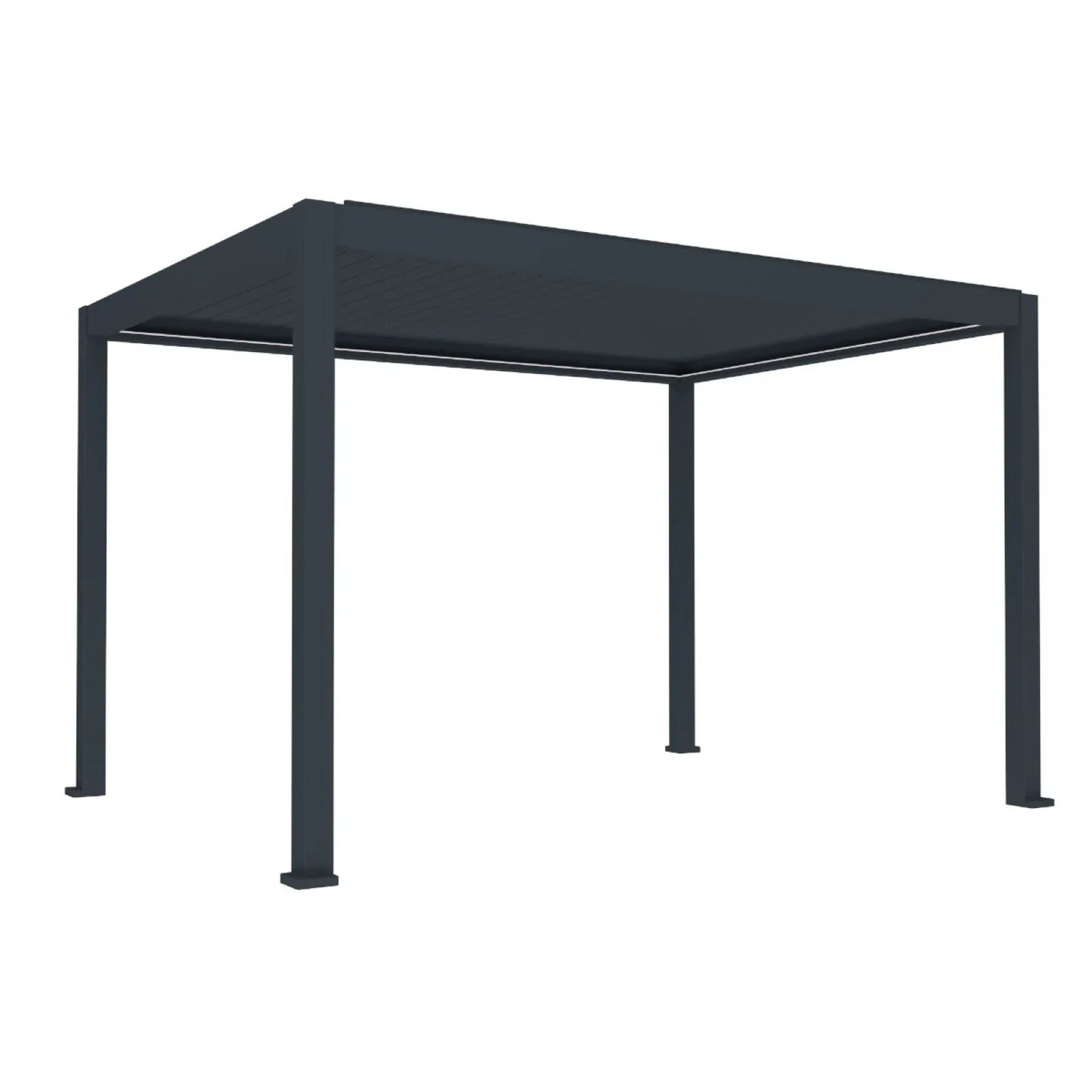 Pergola bioclimatica, iluminare LED, aluminiu, acoperis motorizat, Naimeed D6783, 400x300x250cm, Gri antracit