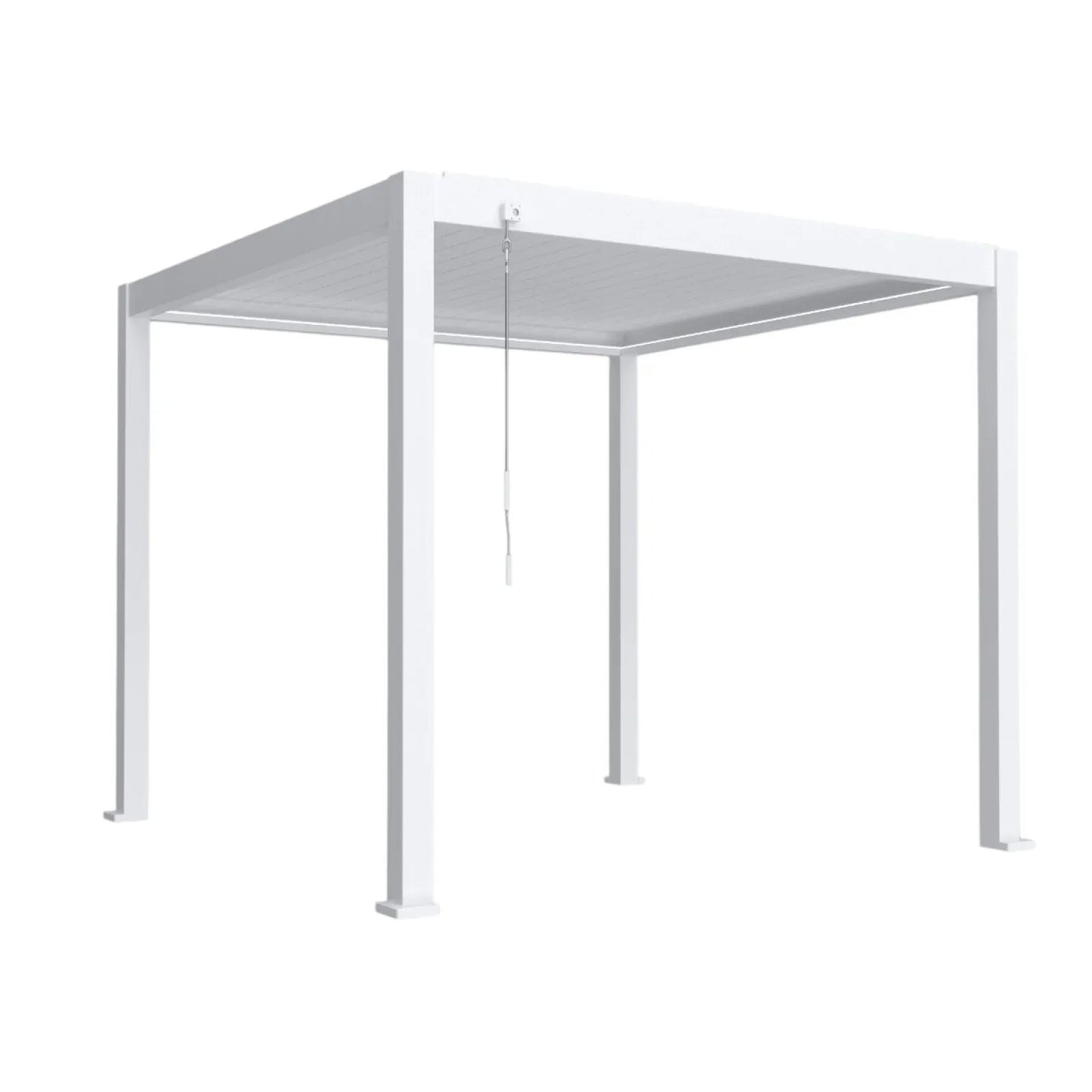 Pergola bioclimatica, iluminare LED, aluminiu, Naimeed D6791, 300x300x250cm, Alb