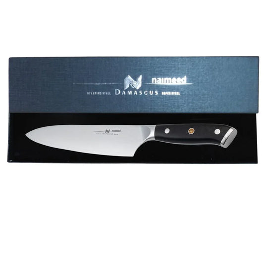 Cutit de bucatar, din otel Damascus, Naimeed D6824, damasc 67 straturi, 34 cm, Negru