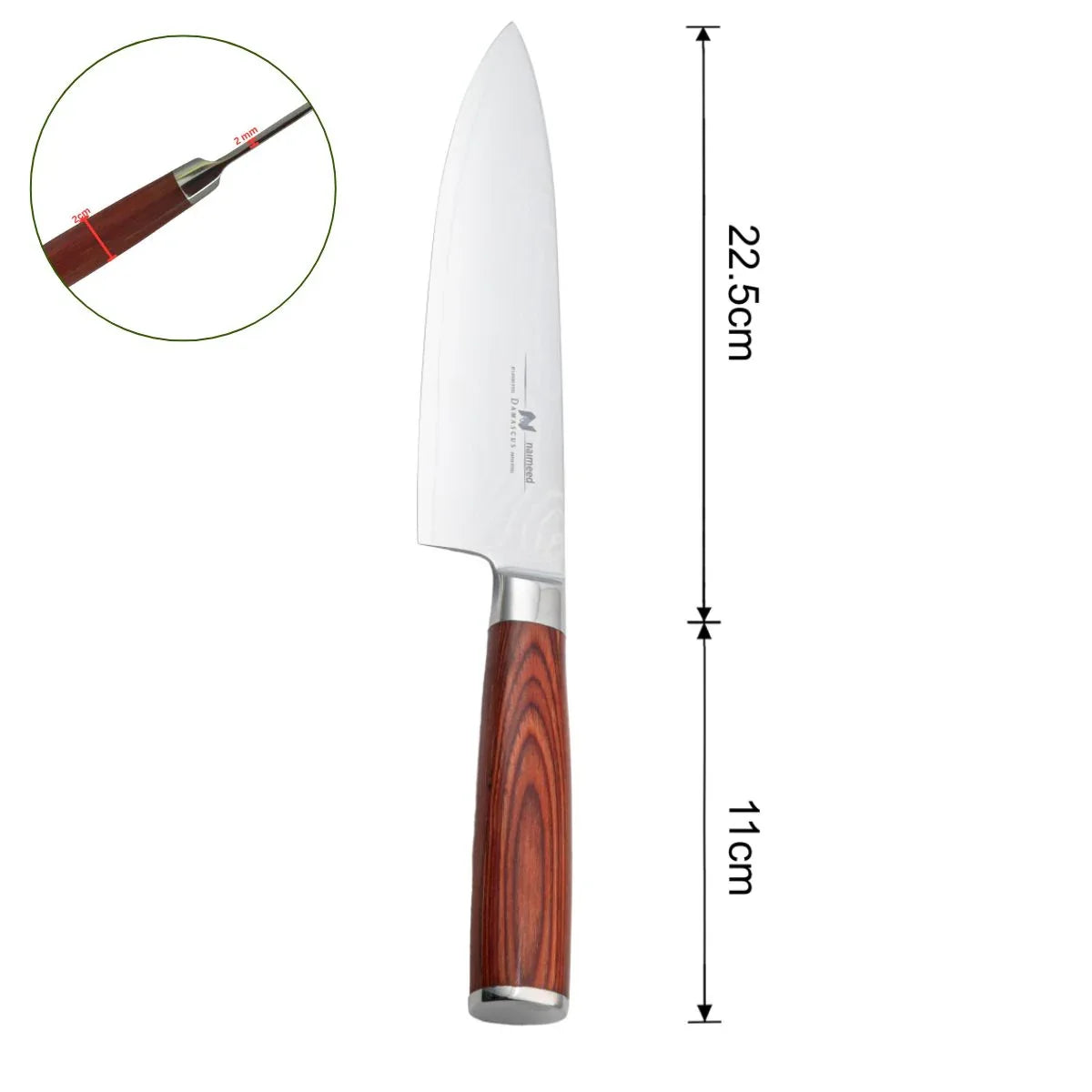 Cutit de dezosat, din otel Damascus, Naimeed D6831, damasc 67 straturi, 28 cm, Maro