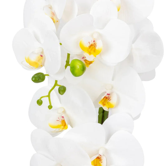 Orhidee cu aspect natural in ghiveci ceramic, 79 cm, Naimeed D6900, Alb