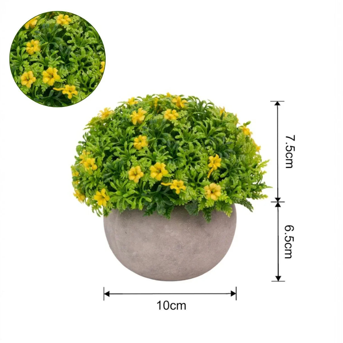Planta artificiala, tip Feriga, cu ghiveci de hartie, Naimeed D6925, 12x10 cm, Galben