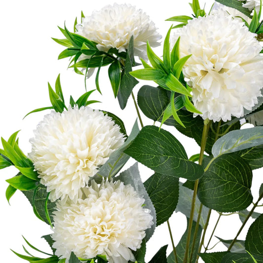Planta decorativa artificiala, fara ghiveci, tip Crizantema, Naimeed D6961, 105 cm, Alb