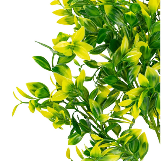 Planta decorativa artificiala, fara ghiveci, tip Buxus, Naimeed D6962, 80 cm, Galben