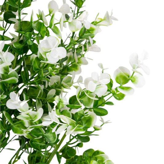 Planta decorativa artificiala, fara ghiveci, tip Eucalipt, Naimeed D6963, 80 cm, Alb