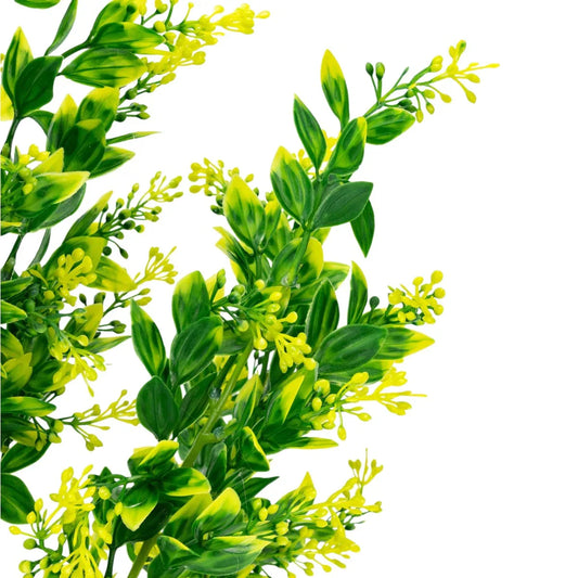 Planta decorativa artificiala, fara ghiveci, tip Buxus, Naimeed D6964, 80 cm, Galben