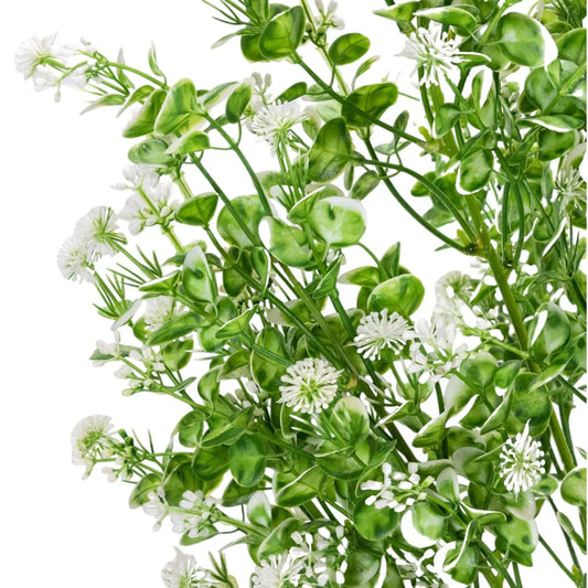 Planta decorativa artificiala, fara ghiveci, tip Buxus, Naimeed D6965, 80 cm, Alb