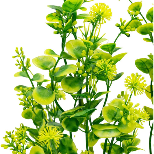 Planta decorativa artificiala, fara ghiveci, tip Buxus, Naimeed D6965, 80 cm, Galben