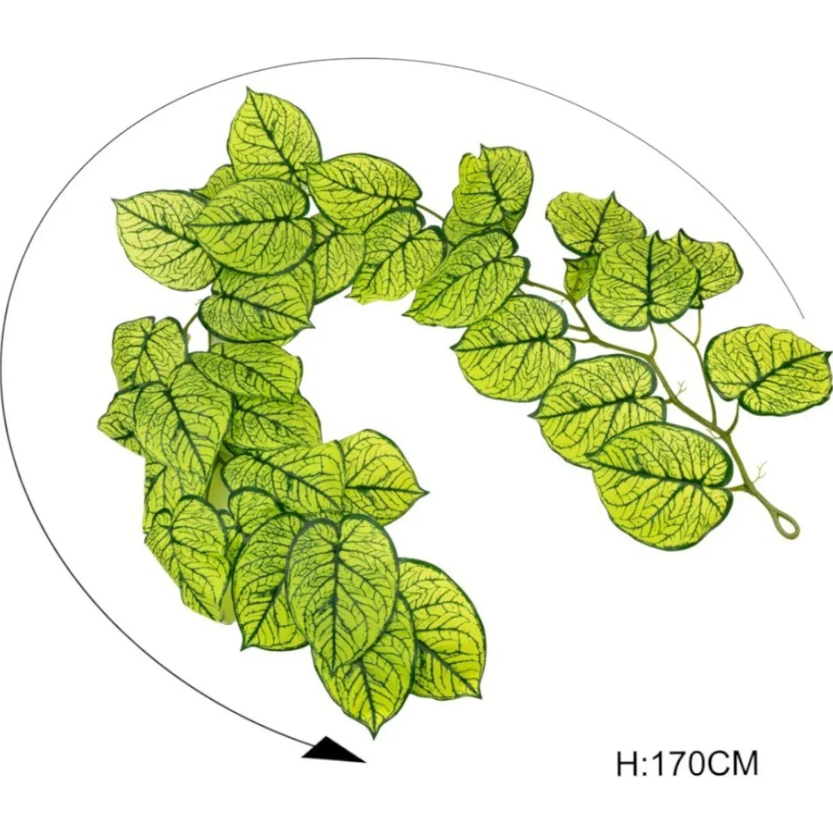 Ghirlanda artificiala cu 28 frunze, tip Epipremnum, Naimeed D7021, 1.7m, Verde